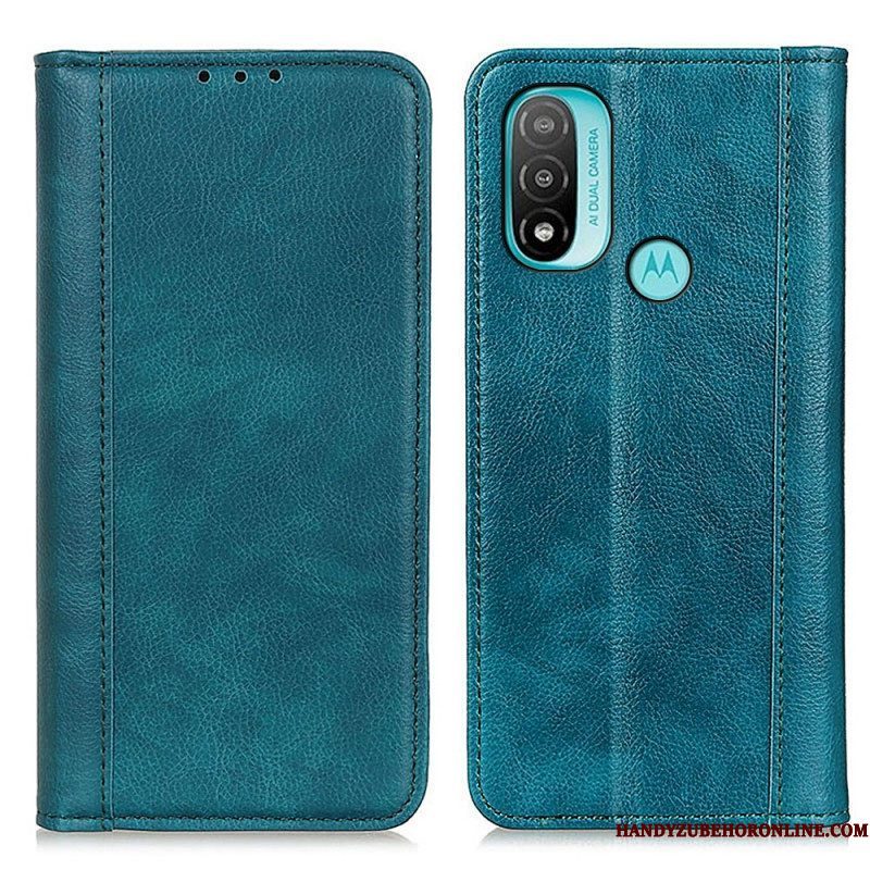 Bescherming Hoesje voor Moto E40 / E30 / E20 Folio-hoesje Elegantie Split Litchi Leer