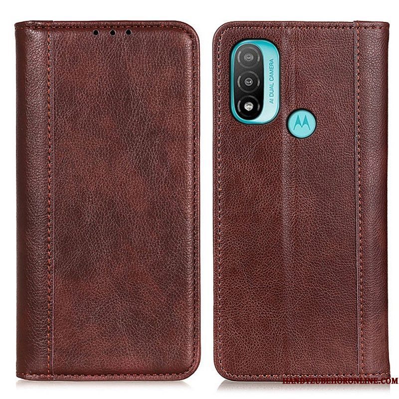 Bescherming Hoesje voor Moto E40 / E30 / E20 Folio-hoesje Elegantie Split Litchi Leer