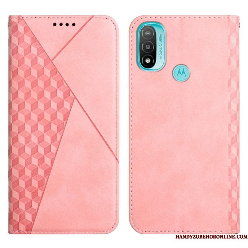 Bescherming Hoesje voor Moto E40 / E30 / E20 Folio-hoesje Geo Leereffect