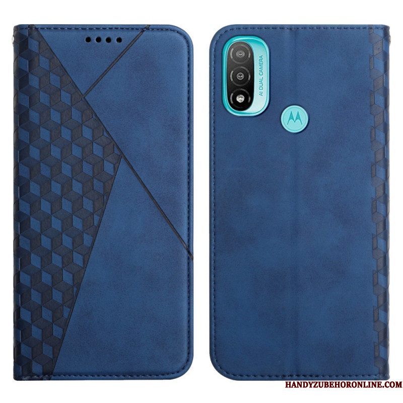 Bescherming Hoesje voor Moto E40 / E30 / E20 Folio-hoesje Geo Leereffect