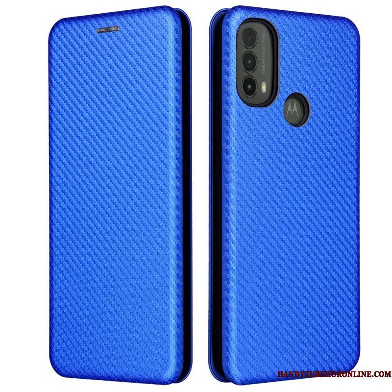Bescherming Hoesje voor Moto E40 / E30 / E20 Folio-hoesje Koolstofvezel