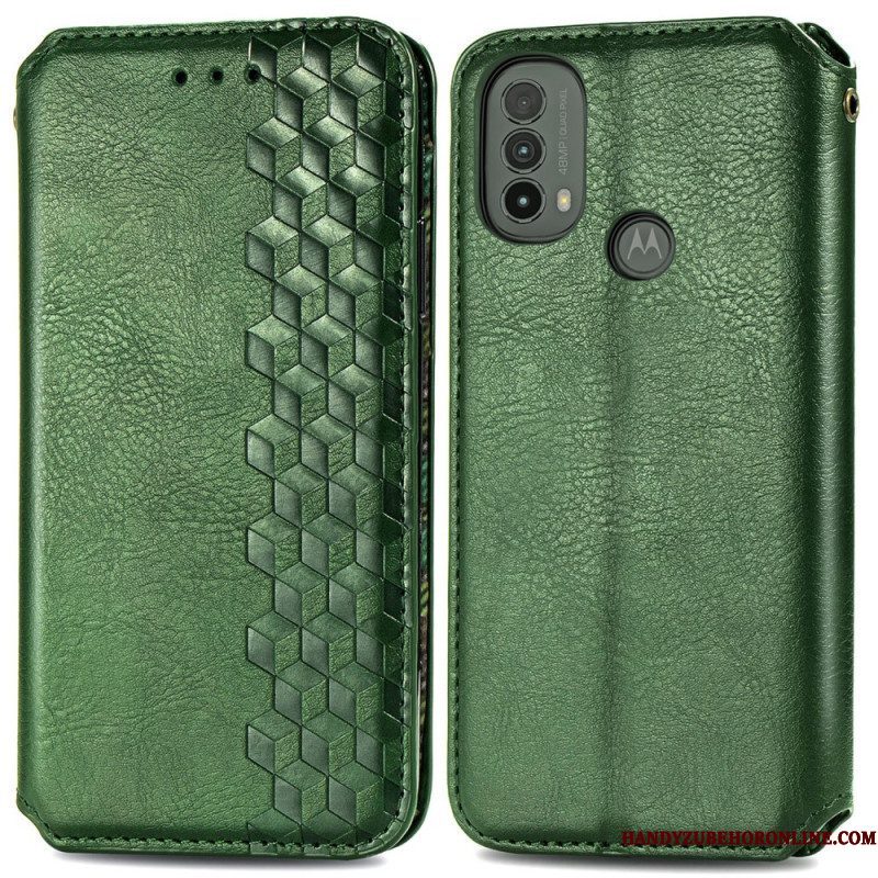 Bescherming Hoesje voor Moto E40 / E30 / E20 Folio-hoesje Leereffect Diamanttextuur