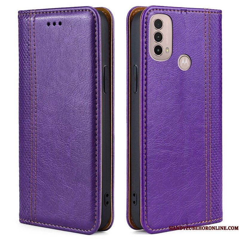 Bescherming Hoesje voor Moto E40 / E30 / E20 Folio-hoesje Litchi Split Lederen Stiksels