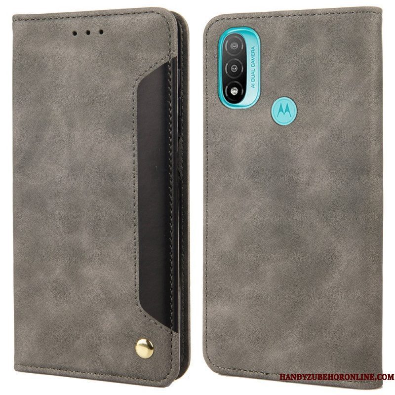 Bescherming Hoesje voor Moto E40 / E30 / E20 Folio-hoesje Tweekleurig Zakelijk Leereffect