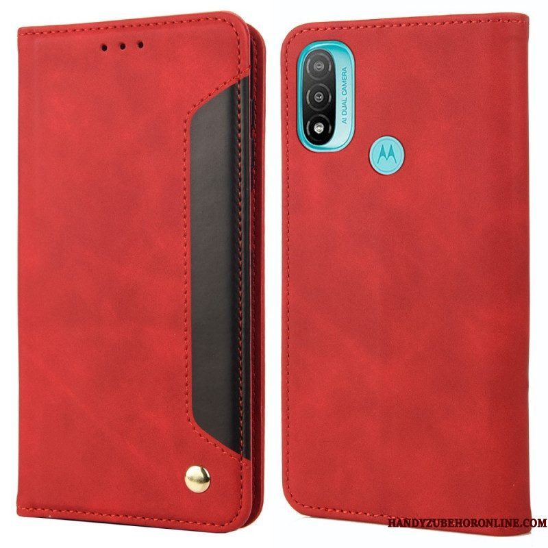 Bescherming Hoesje voor Moto E40 / E30 / E20 Folio-hoesje Tweekleurig Zakelijk Leereffect