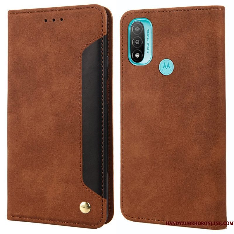 Bescherming Hoesje voor Moto E40 / E30 / E20 Folio-hoesje Tweekleurig Zakelijk Leereffect