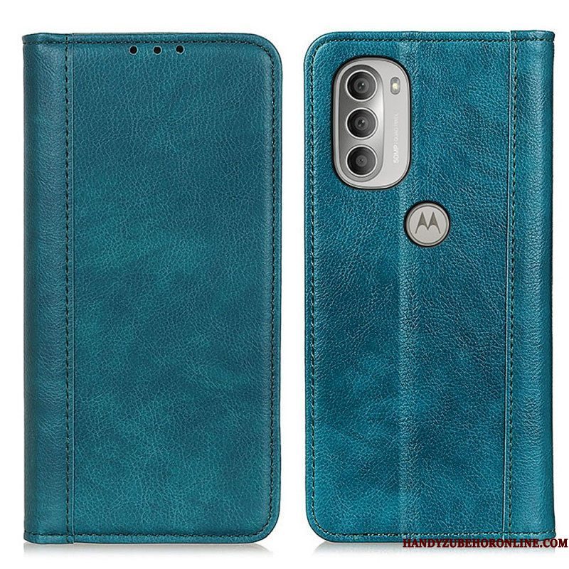 Bescherming Hoesje voor Moto G51 5G Folio-hoesje Elegantie Split Litchi Leer