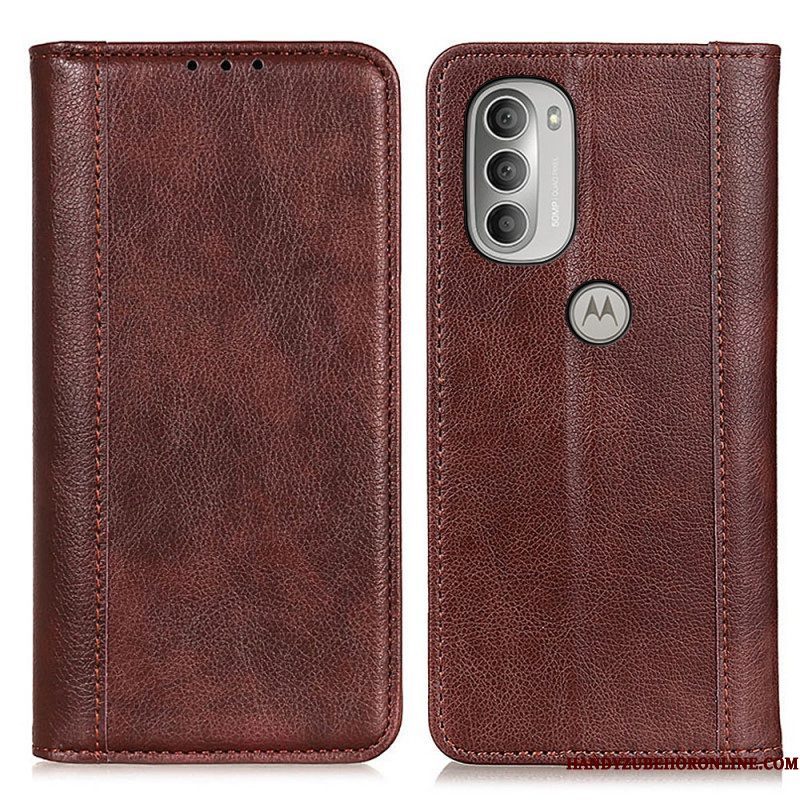 Bescherming Hoesje voor Moto G51 5G Folio-hoesje Elegantie Split Litchi Leer