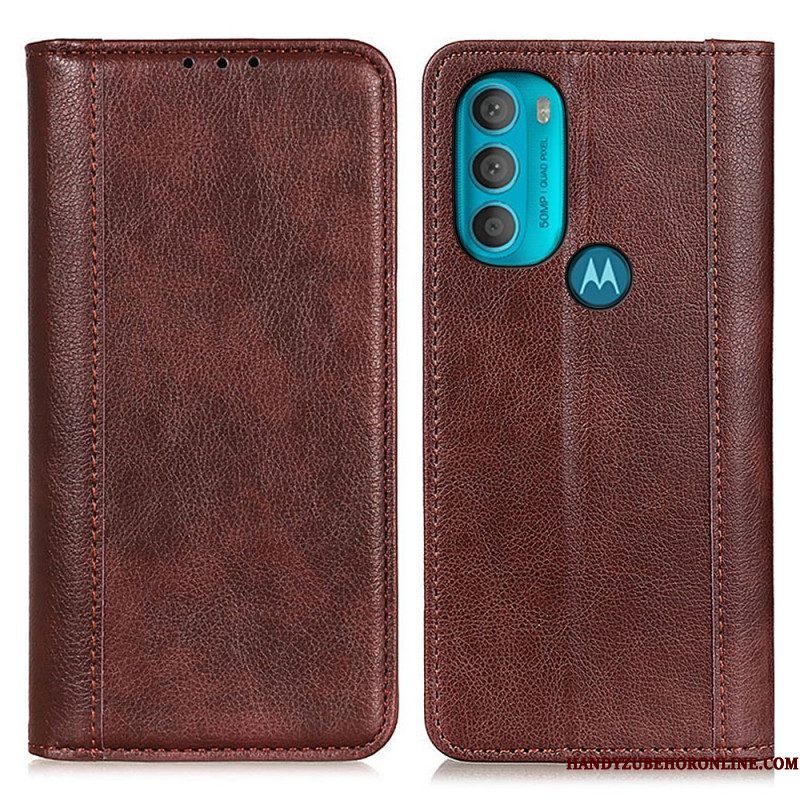 Bescherming Hoesje voor Moto G71 5G Folio-hoesje Elegantie Split Litchi Leer