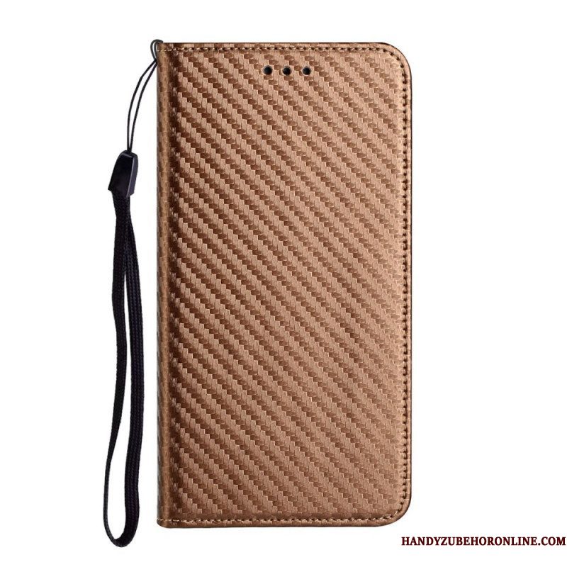 Bescherming Hoesje voor Samsung Galaxy S21 Ultra 5G Met Ketting Folio-hoesje Band Van Koolstofvezel
