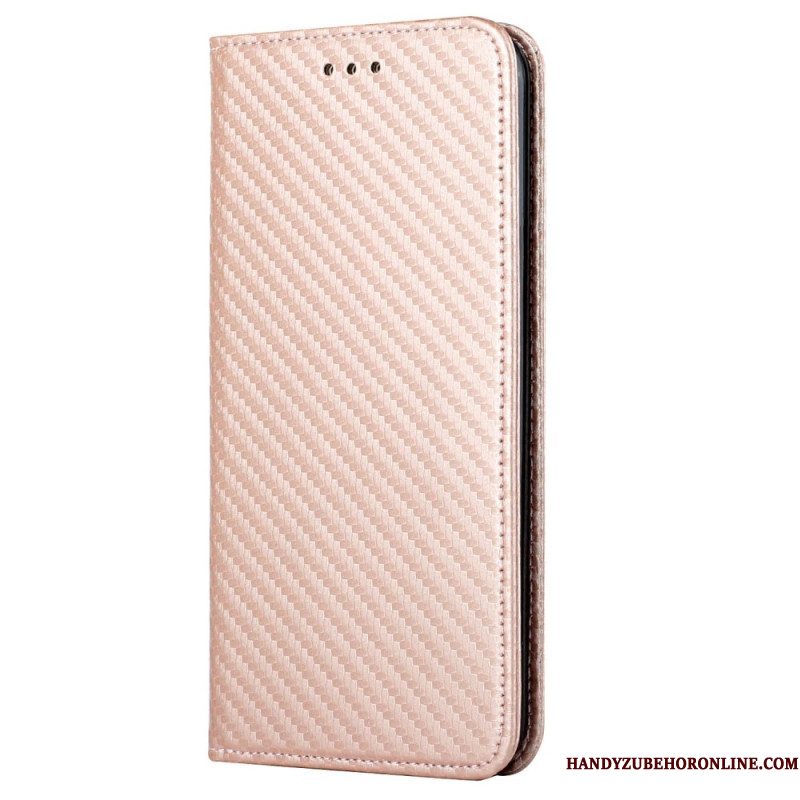 Bescherming Hoesje voor Samsung Galaxy S23 5G Met Ketting Folio-hoesje Stijl Van Koolstofvezel Met Bandjes