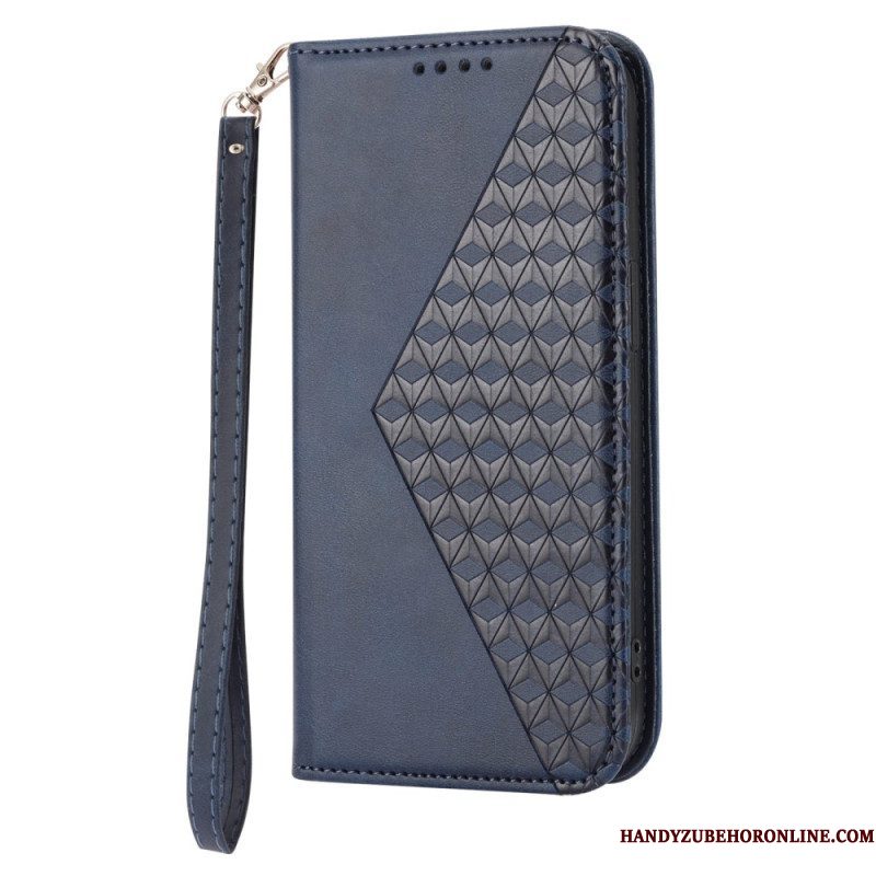 Bescherming Hoesje voor Samsung Galaxy S23 5G Met Ketting Folio-hoesje Strappy-patroon In 3d