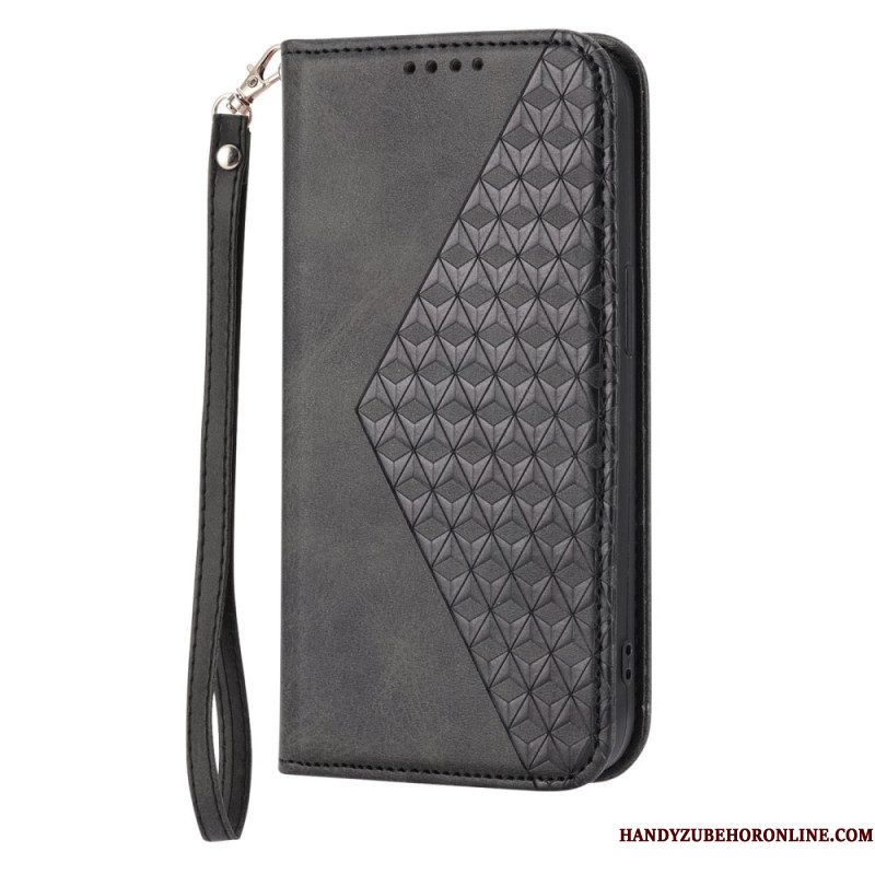 Bescherming Hoesje voor Samsung Galaxy S23 Plus 5G Met Ketting Folio-hoesje Strappy-patroon In 3d