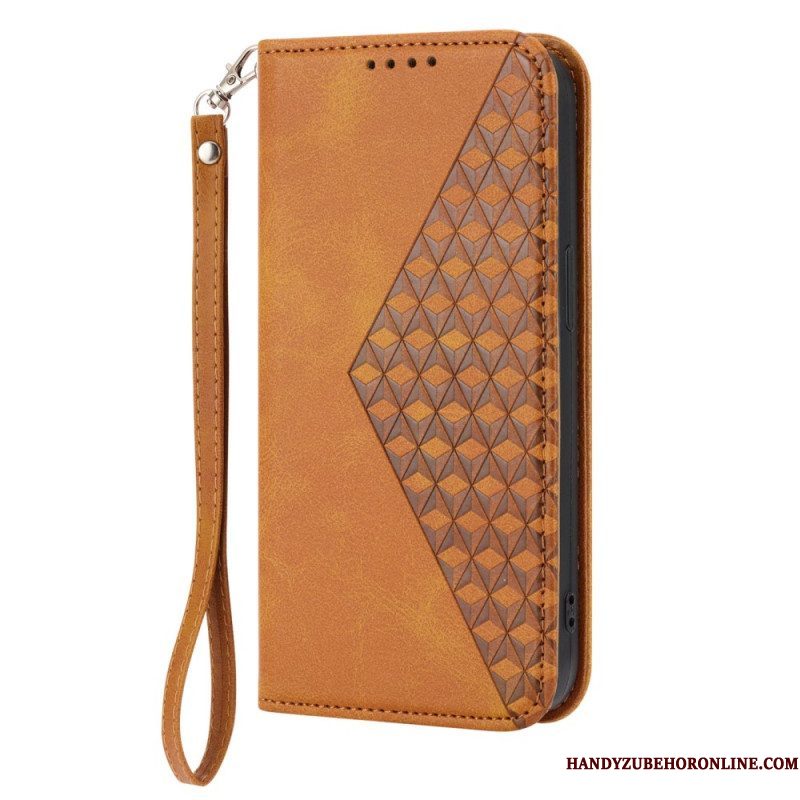 Bescherming Hoesje voor Samsung Galaxy S23 Plus 5G Met Ketting Folio-hoesje Strappy-patroon In 3d