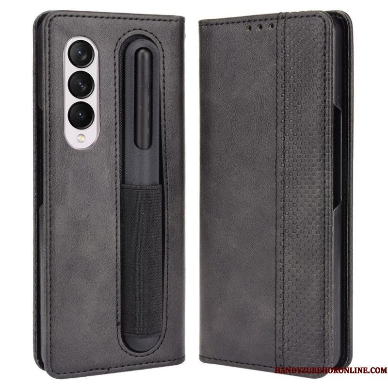 Bescherming Hoesje voor Samsung Galaxy Z Fold 4 Folio-hoesje Retro Pennenopslag