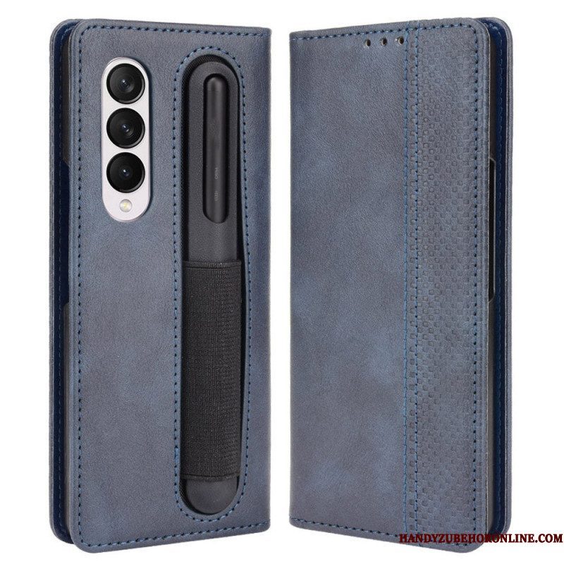 Bescherming Hoesje voor Samsung Galaxy Z Fold 4 Folio-hoesje Retro Pennenopslag