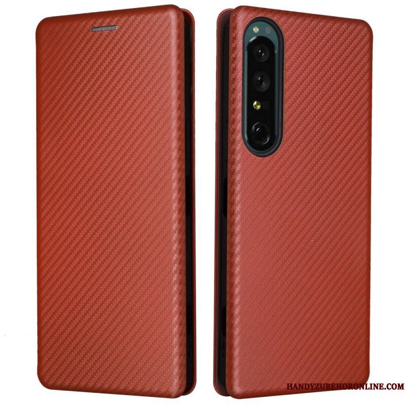 Bescherming Hoesje voor Sony Xperia 1 IV Folio-hoesje Koolstofvezel Textuur