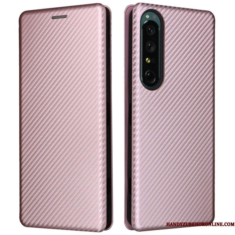 Bescherming Hoesje voor Sony Xperia 1 IV Folio-hoesje Koolstofvezel Textuur