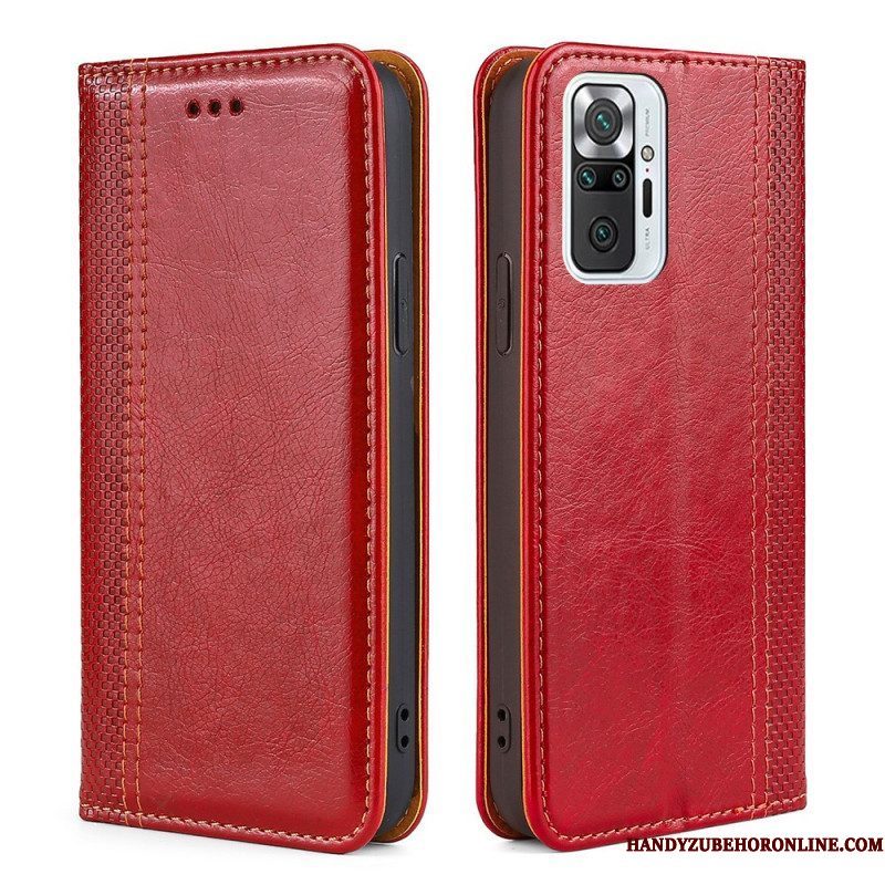 Bescherming Hoesje voor Xiaomi Redmi Note 10 Pro Folio-hoesje Litchi Split Lederen Stiksels