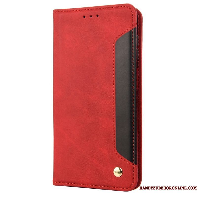 Bescherming Hoesje voor iPhone 14 Folio-hoesje Tweekleurig Met Klinknagel