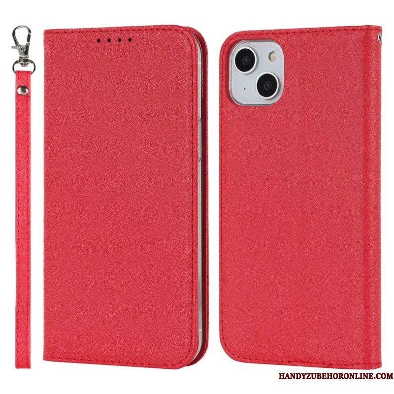 Bescherming Hoesje voor iPhone 14 Plus Folio-hoesje Zachte Lederen Stijl Met Riem