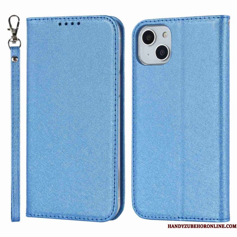 Bescherming Hoesje voor iPhone 14 Plus Folio-hoesje Zachte Lederen Stijl Met Riem