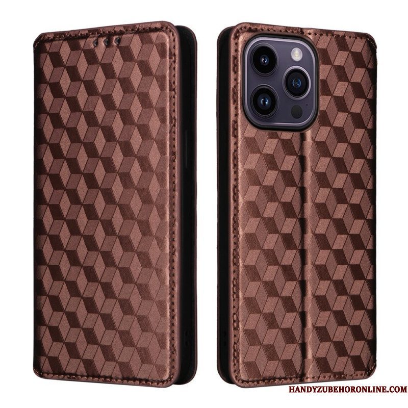 Bescherming Hoesje voor iPhone 15 Folio-hoesje 3d-kubussen