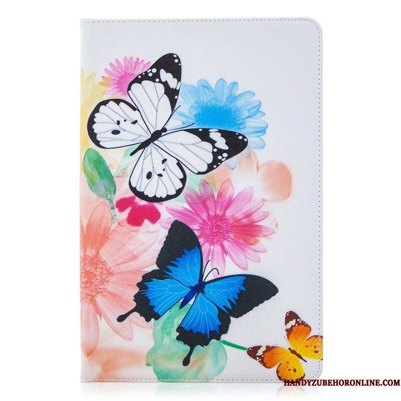 Cover voor Samsung Galaxy Tab S8 / Tab S7 Aquarel Vlinders