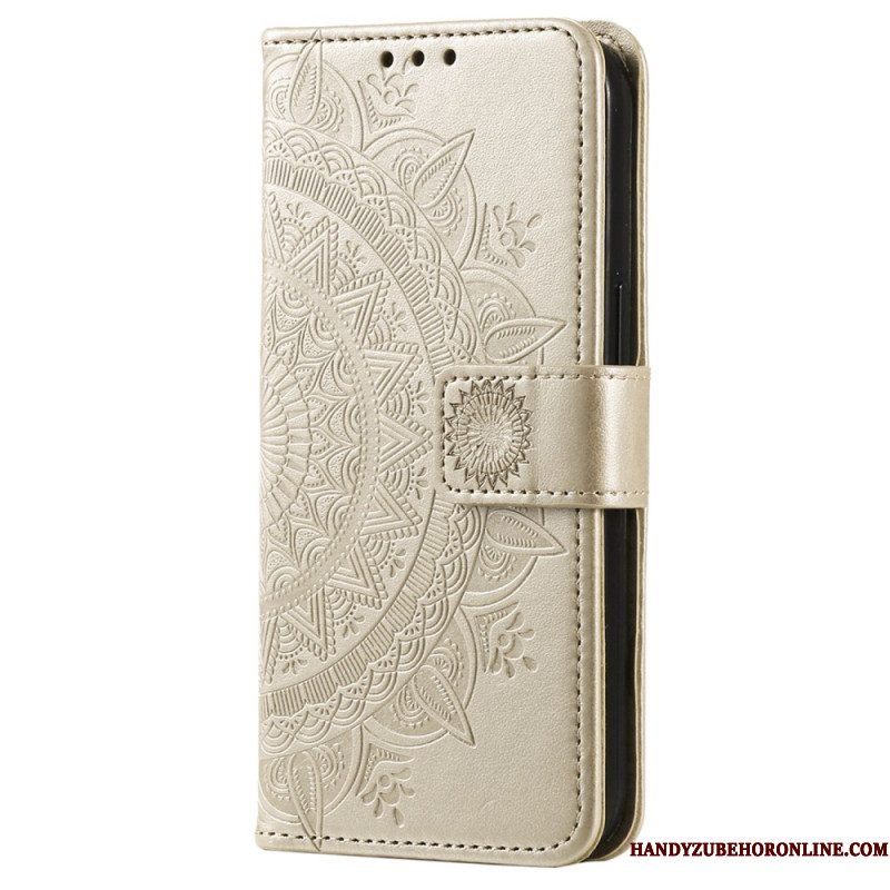 Flip Case voor Huawei Mate 50 Pro Mandala Zon Met Lanyard