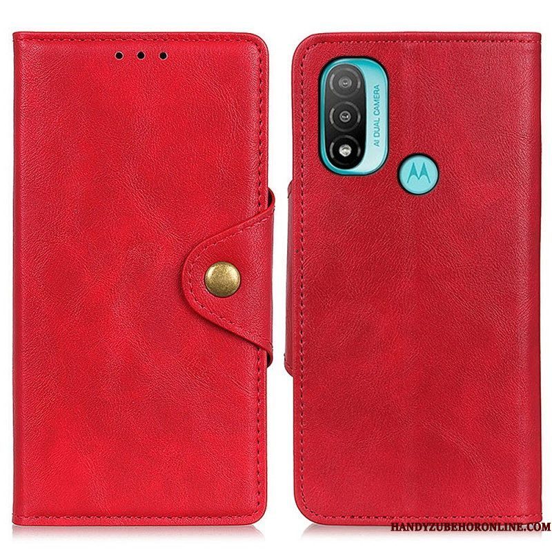 Flip Case voor Moto E40 / E30 / E20 Vintage Kunstleer En Knop