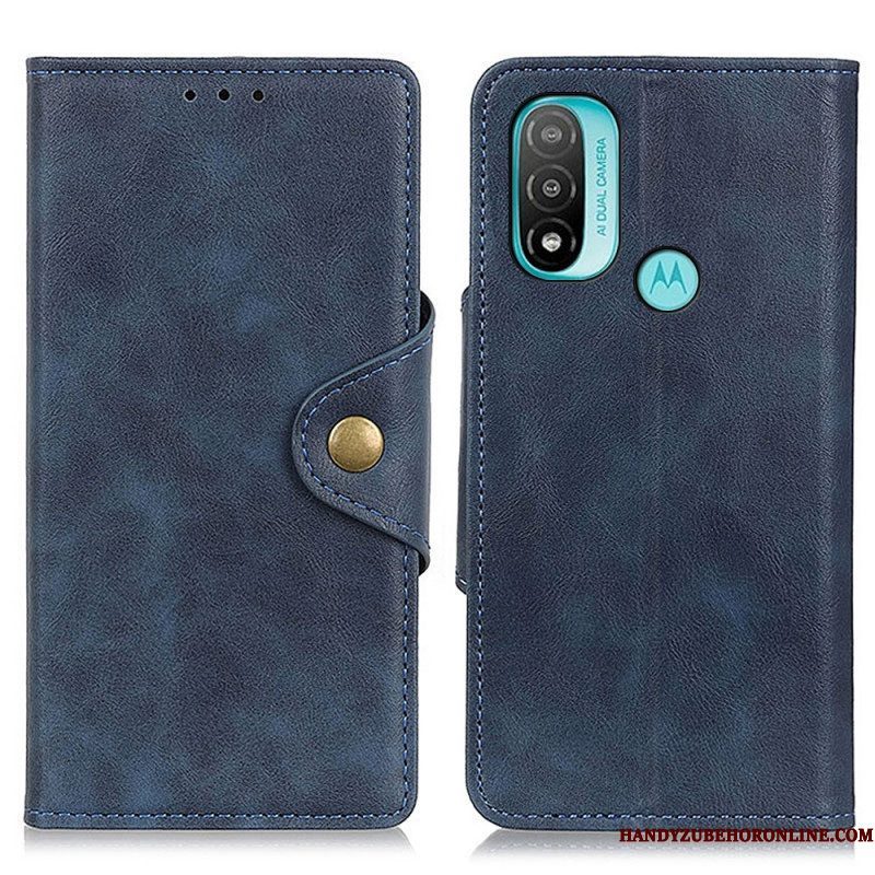 Flip Case voor Moto E40 / E30 / E20 Vintage Kunstleer En Knop