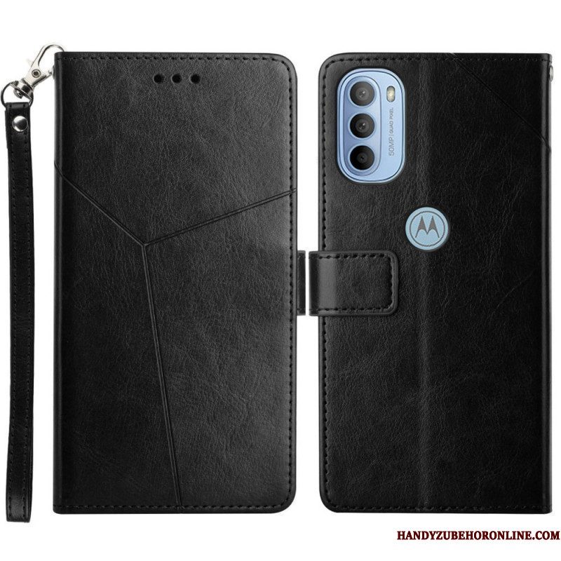 Flip Case voor Moto G51 5G Stijl Leer Geo Y Design