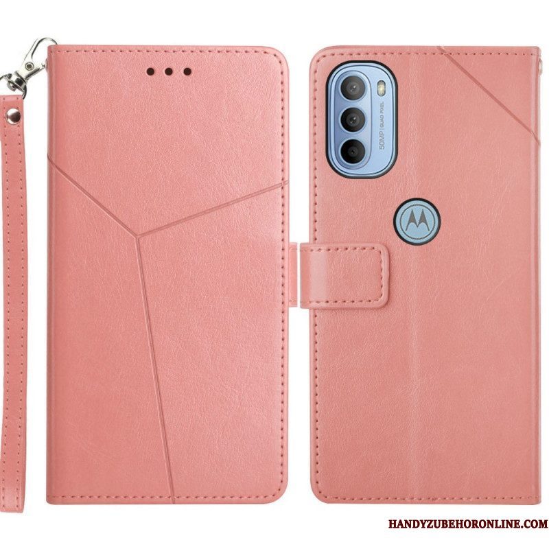 Flip Case voor Moto G51 5G Stijl Leer Geo Y Design