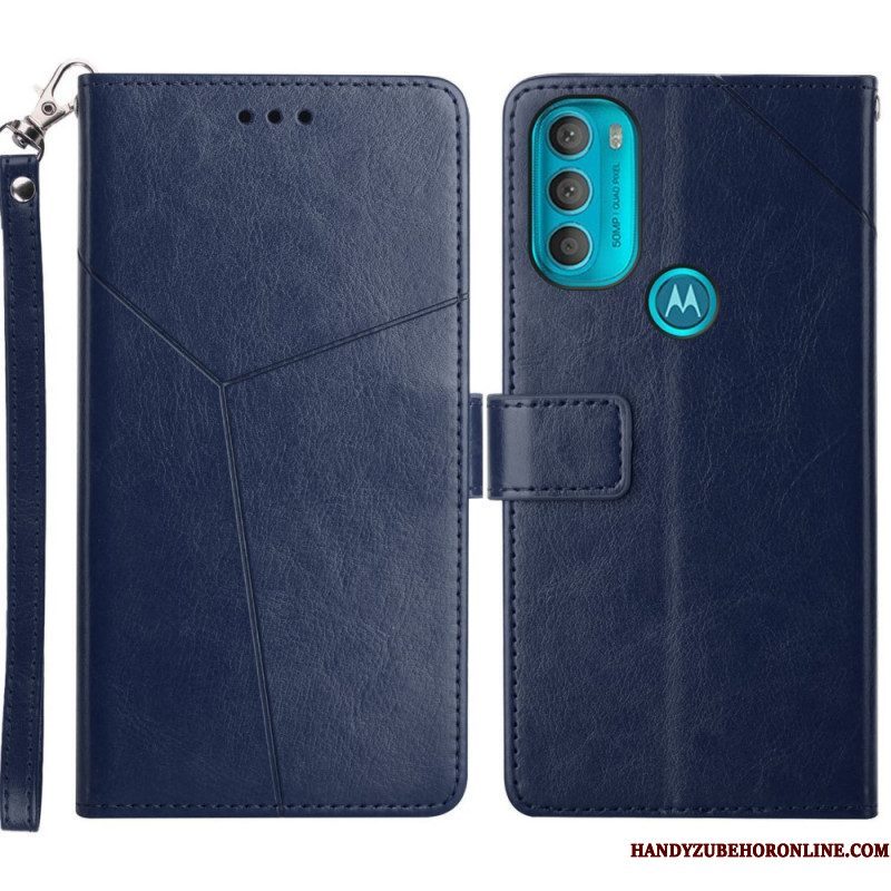 Flip Case voor Moto G71 5G Stijl Leer Geo Y Design