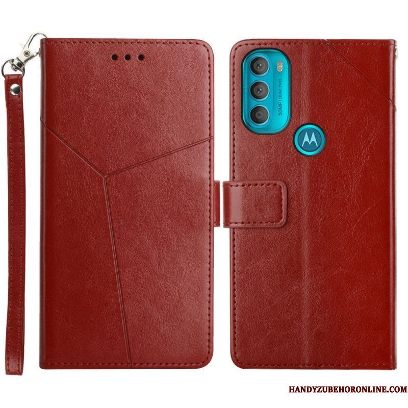 Flip Case voor Moto G71 5G Stijl Leer Geo Y Design