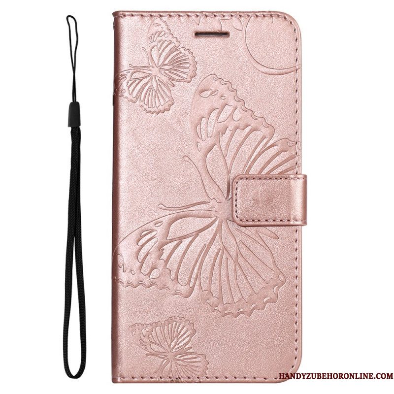 Flip Case voor Samsung Galaxy A53 5G Met Ketting Gigantische Riemvlinders