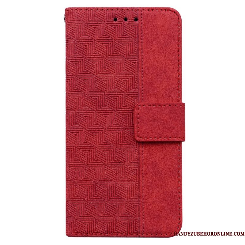 Flip Case voor Samsung Galaxy A54 5G Discrete Patronen En Riem