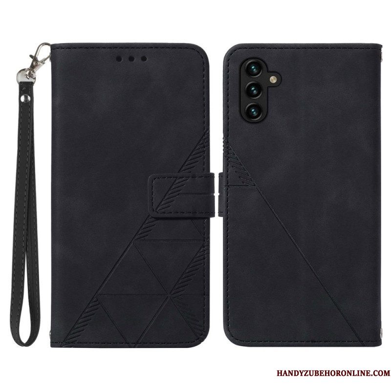 Flip Case voor Samsung Galaxy A54 5G Met Ketting Riem Driehoeken