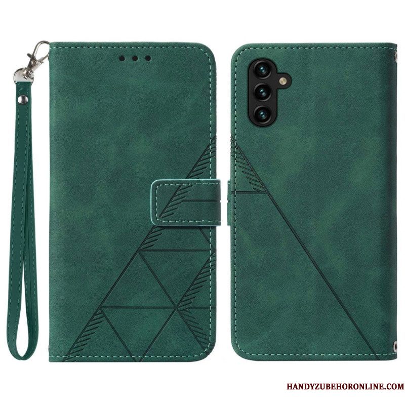 Flip Case voor Samsung Galaxy A54 5G Met Ketting Riem Driehoeken