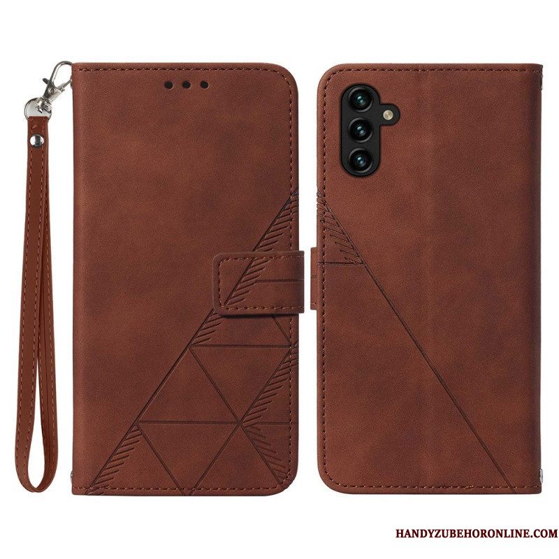 Flip Case voor Samsung Galaxy A54 5G Met Ketting Riem Driehoeken