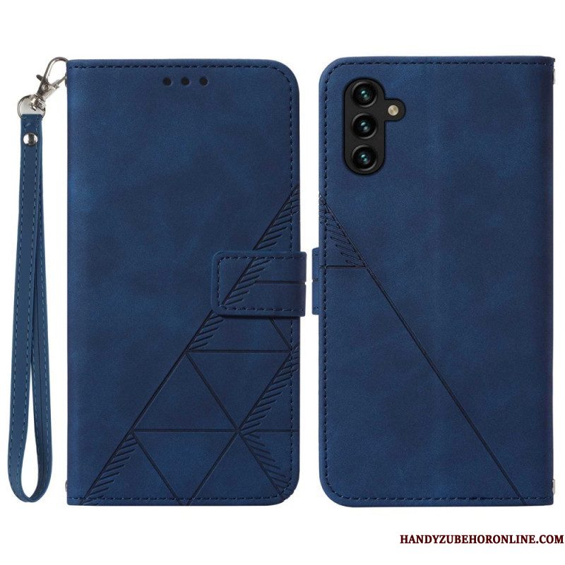 Flip Case voor Samsung Galaxy A54 5G Met Ketting Riem Driehoeken