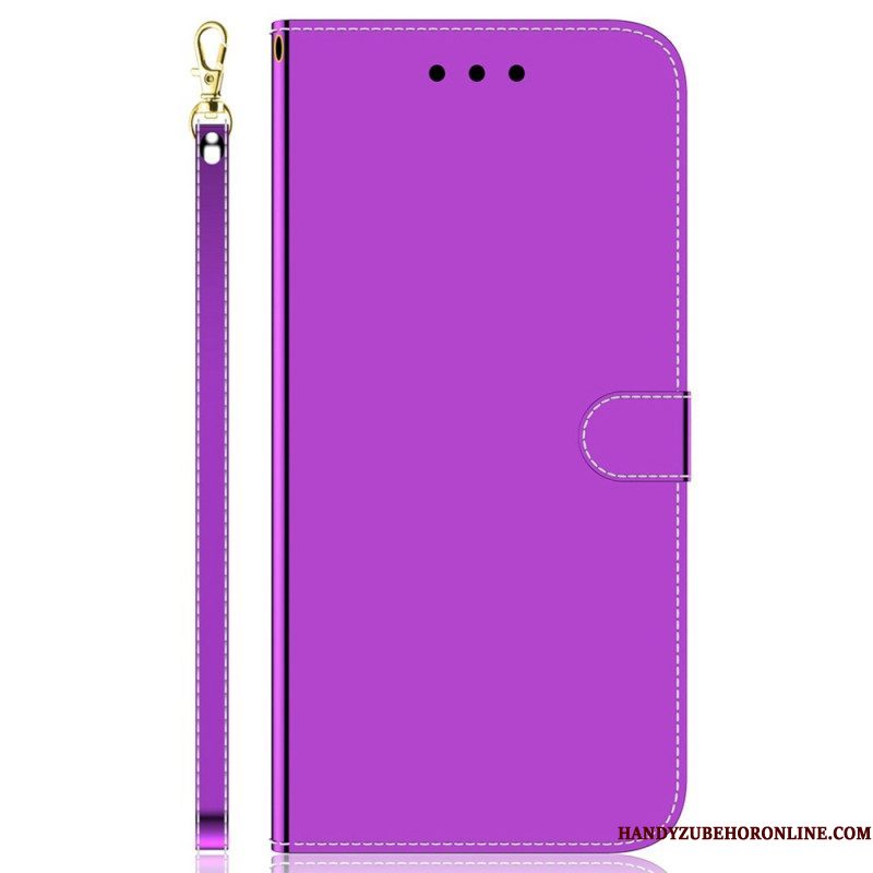 Flip Case voor Samsung Galaxy M33 5G Spiegel En Lanyard