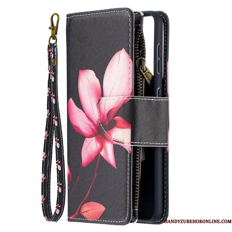 Flip Case voor Samsung Galaxy S21 5G Bloemzak Met Ritssluiting