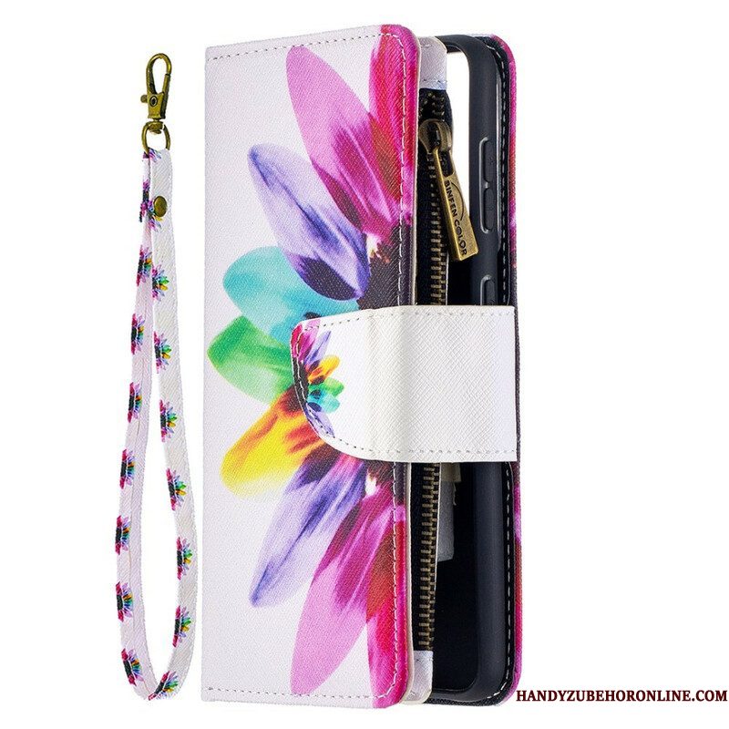 Flip Case voor Samsung Galaxy S21 5G Bloemzak Met Ritssluiting