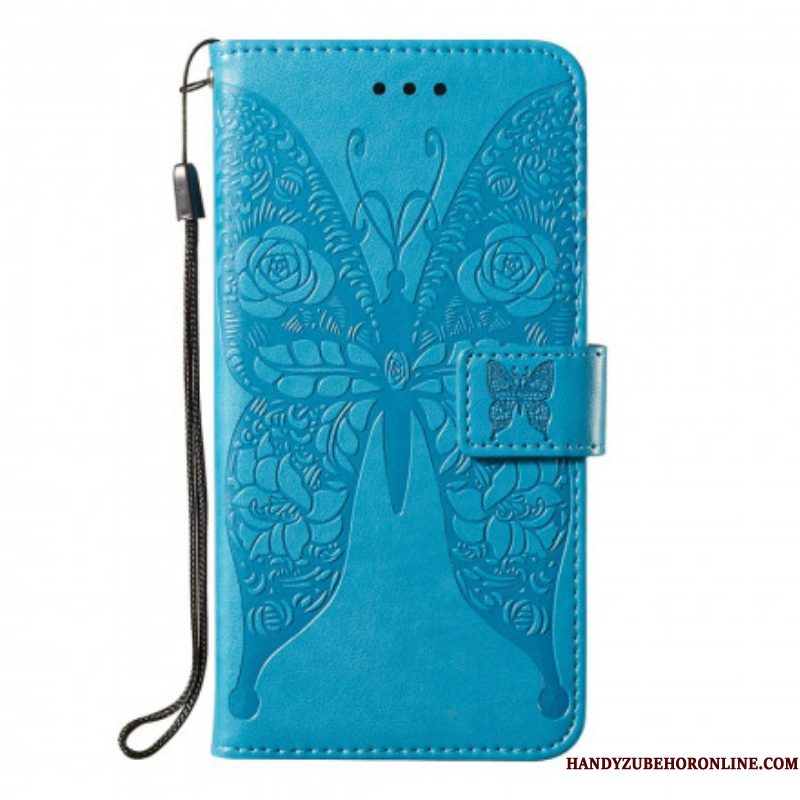 Flip Case voor Samsung Galaxy S21 5G Vlinder Bloemenpatroon