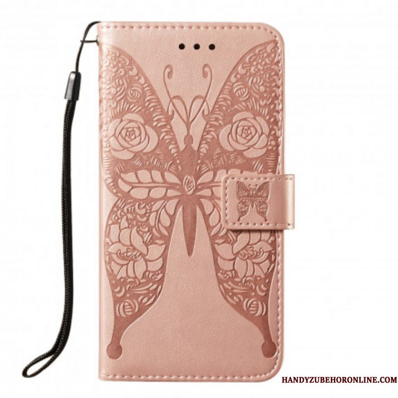 Flip Case voor Samsung Galaxy S21 5G Vlinder Bloemenpatroon