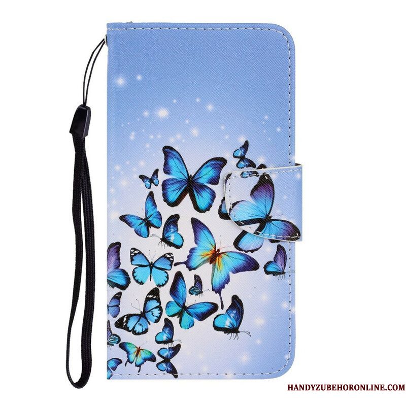 Flip Case voor Samsung Galaxy S21 FE Met Ketting Vlinderbandvariaties