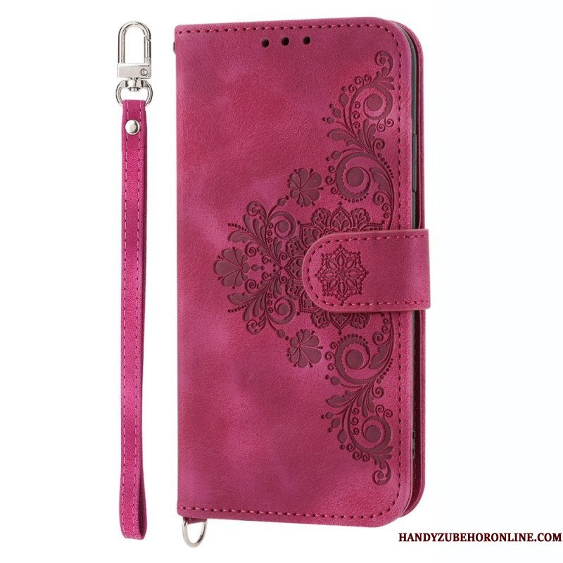 Flip Case voor Samsung Galaxy S23 5G Met Ketting Kanten Mandala Met Bandjes