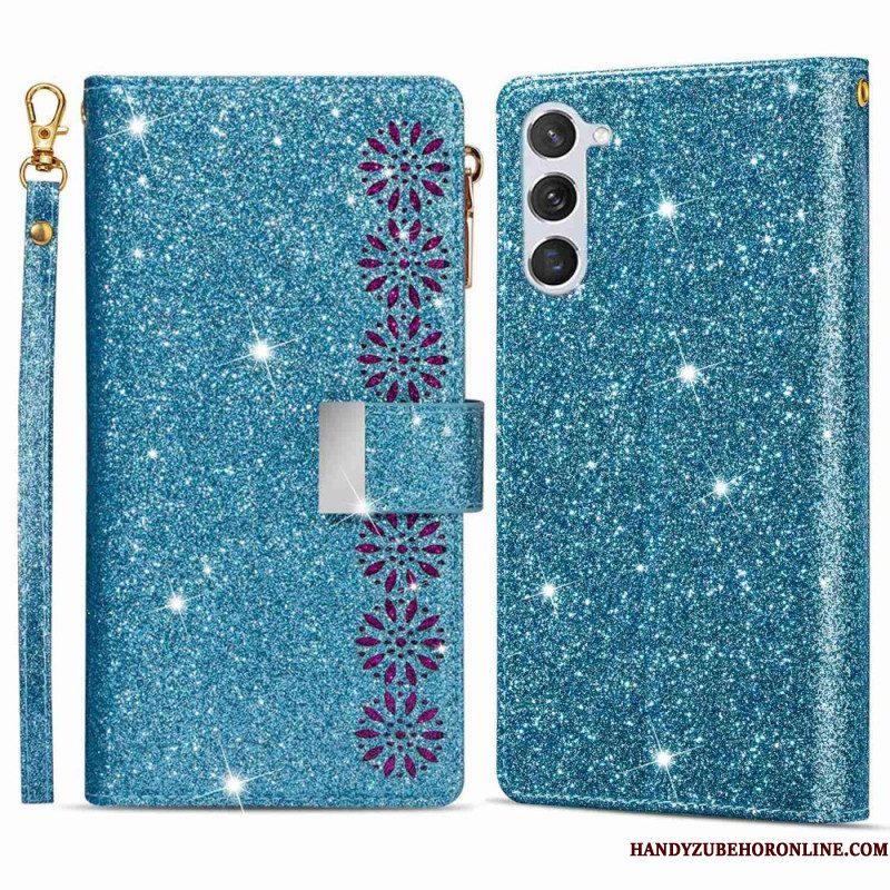 Flip Case voor Samsung Galaxy S23 5G Portemonnee Leren Portemonnee Met Pailletten
