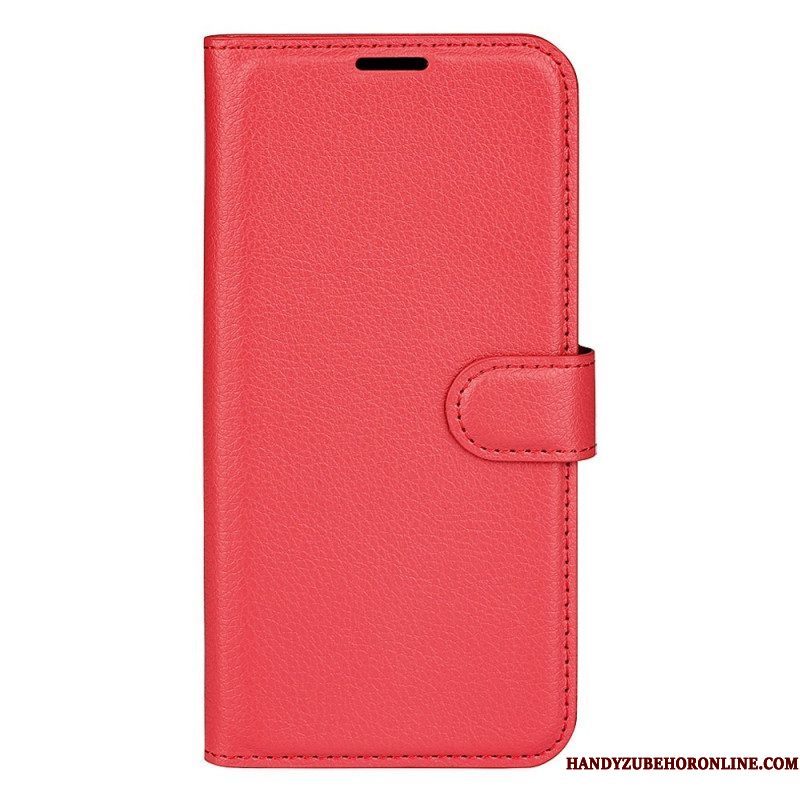 Flip Case voor Sony Xperia 10 IV Klassiek Lychee Kunstleer